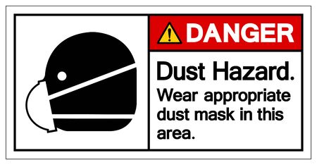 Danger Dust Hazard Wear Appropriate Dust Mask In This Area Symbol Sign,Vector Illustration, Isolated On White Background Label. EPS10  のイラスト素材