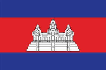 The Original Flag Of Cambodia,Vector Illustration The Color Of The Original,  Official Colors and Proportion Correctly, Isolate White Background Label .のイラスト素材