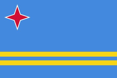 The Original Flag of Aruba,Vector Illustration The color of the original, Official colors and proportion correctly, Isolate white background .のイラスト素材