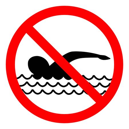 No Swimming Symbol Sign, Vector Illustration, Isolate On White Background Label.のイラスト素材