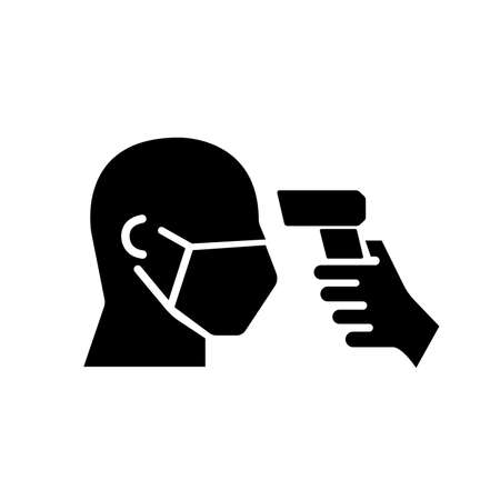 Thermometer Screening Of Checking Temperature Black Icon,Vector Illustration, Isolated On White Background Label. EPS10のイラスト素材