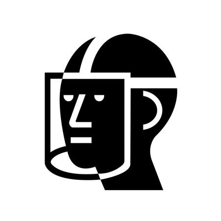 Wear Face Shield Black Icon,Vector Illustration, Isolated On White Background Label. EPS10のイラスト素材