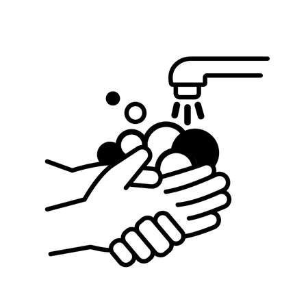 Please Wash Your Hands Black Icon,Vector Illustration, Isolated On White Background Label. EPS10のイラスト素材