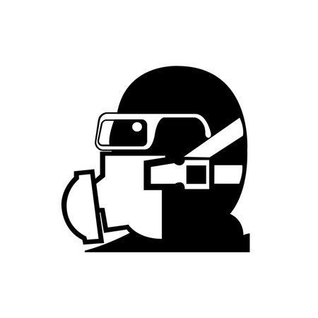 Wear Your Respirator Black Icon, Vector Illustration, Isolate On White Background Label.のイラスト素材