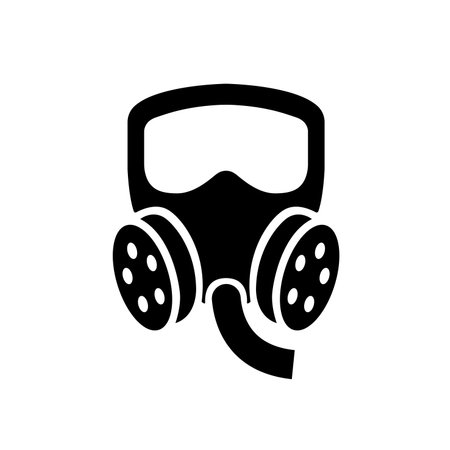 Wear Respiratory Protection Black Icon, Vector Illustration, Isolate On White Background Label.のイラスト素材