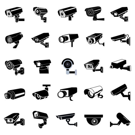 Set Of Icon CCTV Camera Symbol Sign, Vector Illustration, Isolate On White Background Label. EPS10のイラスト素材
