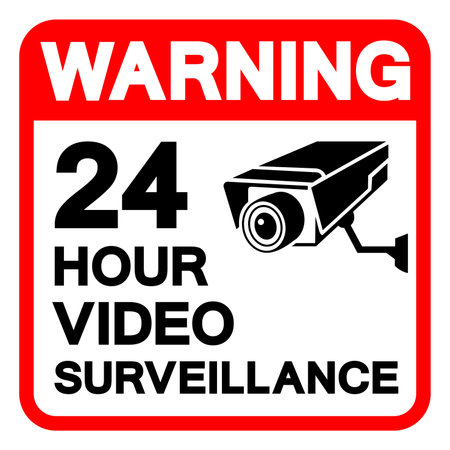 Warning 24 Hour Video Surveillance Symbol Sign, Vector Illustration, Isolate On White Background Label. EPS10のイラスト素材