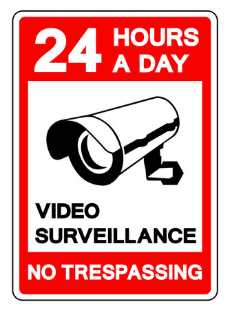24 Hour A Day Video Surveillance No Trespassing Symbol Sign, Vector Illustration, Isolate On White Background Label .EPS10のイラスト素材