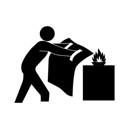Fire Blanket Black Icon ,Vector Illustration, Isolate On White Background Label.EPS10のイラスト素材