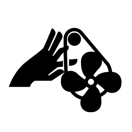 Moving Belt and Fan Keep Away Black Icon,Vector Illustration, Isolate On White Background Label.EPS10のイラスト素材