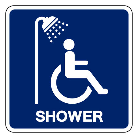 Accessible Shower Symbol Sign,Vector Illustration, Isolated On White Background Label. EPS10のイラスト素材