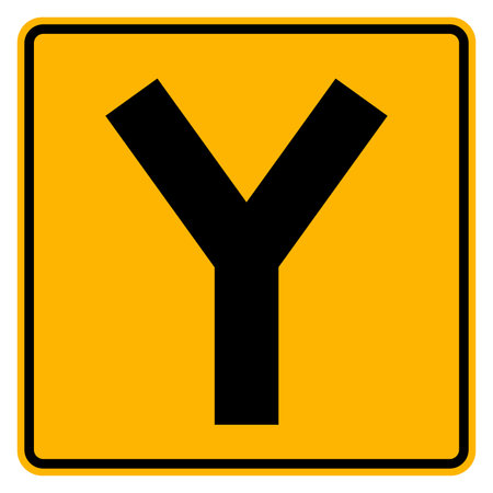 Y -Junction Traffic Road Sign,Vector Illustration, Isolate On White Background Icon. EPS10のイラスト素材