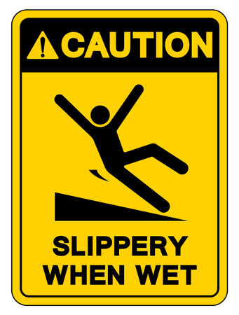 Caution Slippery When Wet Symbol Sign,Vector Illustration, Isolate On White Background Label.EPS10のイラスト素材