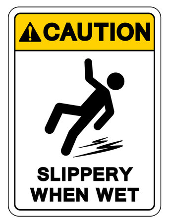 Caution Slippery When Wet Symbol Sign,Vector Illustration, Isolate On White Background Label.EPS10のイラスト素材