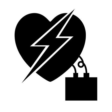 AED Automated External Defibrillator Black Icon,Vector Illustration, Isolate On White Background Label.のイラスト素材
