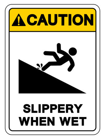 Caution Slippery When Wet Symbol Sign,Vector Illustration, Isolate On White Background Label. EPS10のイラスト素材