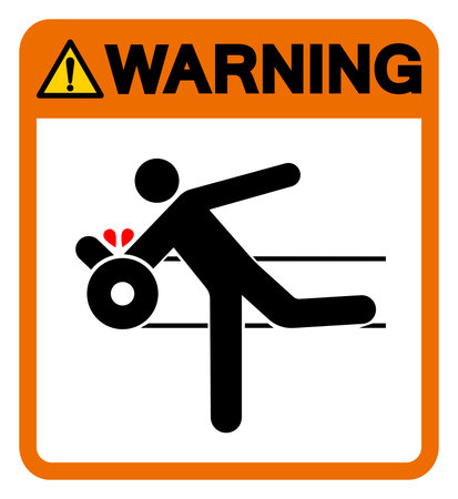 Warning Expose Moving Parts Can Cause Severe Injury Symbol Sign, Vector Illustration, Isolate On White Background Label.EPS10のイラスト素材