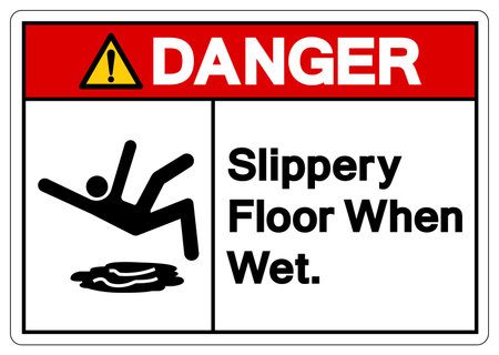 Danger Slippery Floor When Wet Symbol Sign,Vector Illustration, Isolate On White Background Label. EPS10のイラスト素材