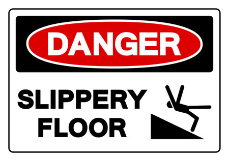 Danger Slippery Floor Symbol Sign,Vector Illustration, Isolate On White Background Label. EPS10のイラスト素材