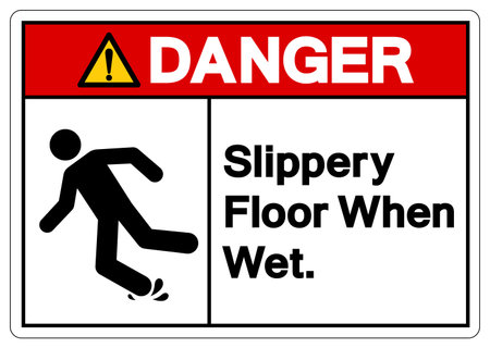 Danger Slippery Floor When Wet Symbol Sign,Vector Illustration, Isolate On White Background Label. EPS10のイラスト素材