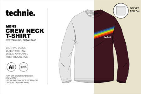 Crewneck Longsleeve Tshirt Vector for use in clothing and accessory design.のイラスト素材