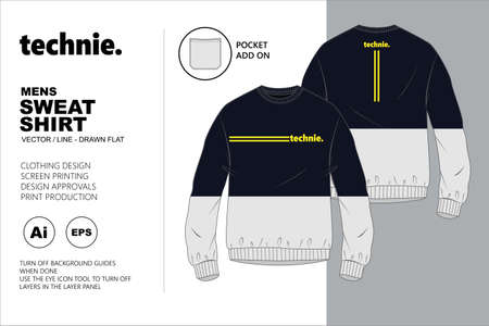 Sweatshirt Vector Flat Template for the use in Fashion Design of clothing and accessories. Bonus additional pocket add onのイラスト素材