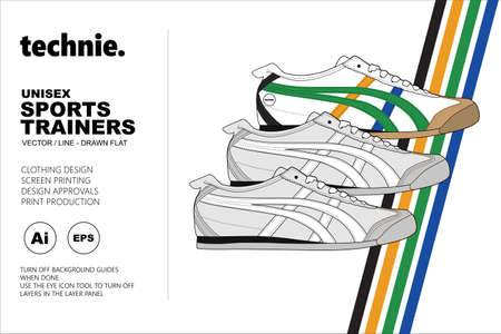 Sports Trainers Vector flat template used in Fashion Design of clothing and accessoriesのイラスト素材