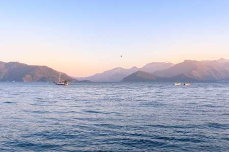 Horizon sunset in Marmaris colorfulの写真素材