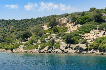 Abandoned building on island Marmaris Turkeyの写真素材