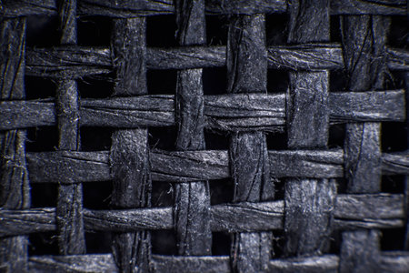 Closeup background of black textile textureの写真素材