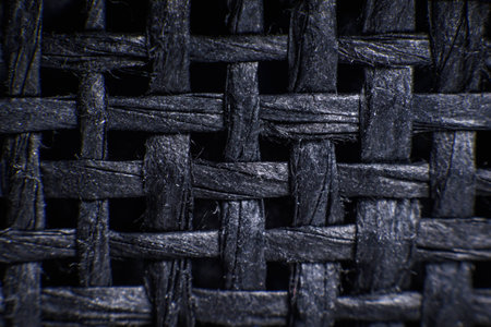 Closeup background of black textile textureの写真素材