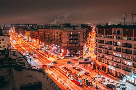 Night city roadのeditorial素材