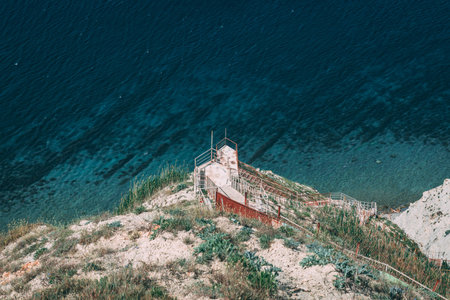 Observation deck over the sea top viewの写真素材