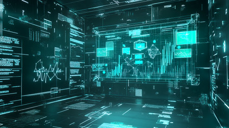 I Generated Abstract Art Visualization Neural Network Data Background. Futuristic Digital Canvas Machine Learning Swirl High-Quality 3D Render Creative Concept 4Kの素材