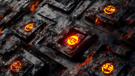 Sci-Fi Metal Texture Seamless Repeating Futuristic Aged Surface Background. Engraved Industrial Material Distressed Grungy Armor Plating High-Quality 3D Render 4Kの素材