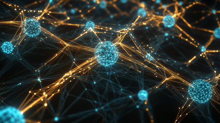 Neural Networks AI Abstract Data Connection Energy Flow Background. High-Quality Digital Visualization Smart Grid System Algorithm Intelligence 4Kの素材