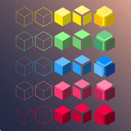 Abstract futuristic isometric set of color box pattern cube. Decorate for ad, poster, artwork, template design, print.のイラスト素材