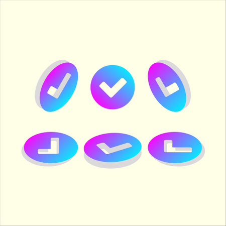 Set of colors options for checkmark buttons. Designed for websites, mobile apps and other developers.のイラスト素材