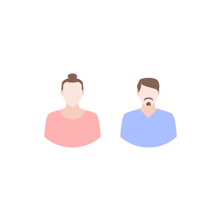 Bright people portraits in flat style. Young men and women.のイラスト素材