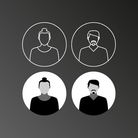 Bright people portraits in flat style. Young men and women.
