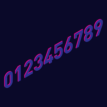 Set of vector numbers icons in isometric style. Dark interface.のイラスト素材