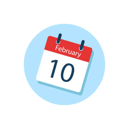 White daily calendar Icon February in a Flat Design style. Easy to edit Isolated vector Illustration.のイラスト素材
