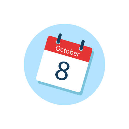 White daily calendar Icon October in a Flat Design style. Easy to edit Isolated vector Illustration.のイラスト素材