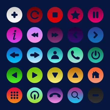Icon set multi colored button in flat style. Easy editable vector isolated illustration.のイラスト素材