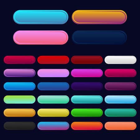 Icon set multi colored button in flat style. Easy editable vector isolated illustration.のイラスト素材