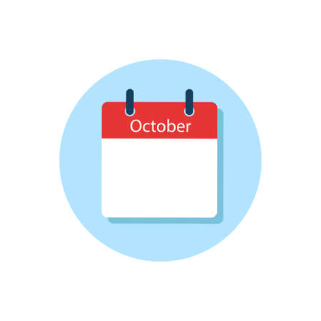 White daily calendar Icon October in a Flat Design style. Easy to edit Isolated vector Illustration.のイラスト素材