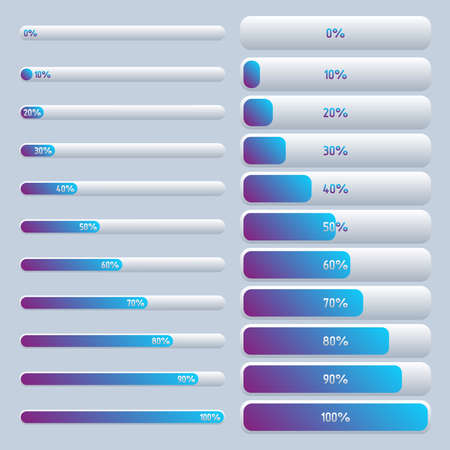 Two options for loading icons from 0 to 100%. The isolated vector illustration is easy to edit.