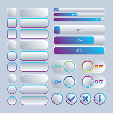 Icon set multi colored button in flat style. Easy editable vector isolated illustration.のイラスト素材