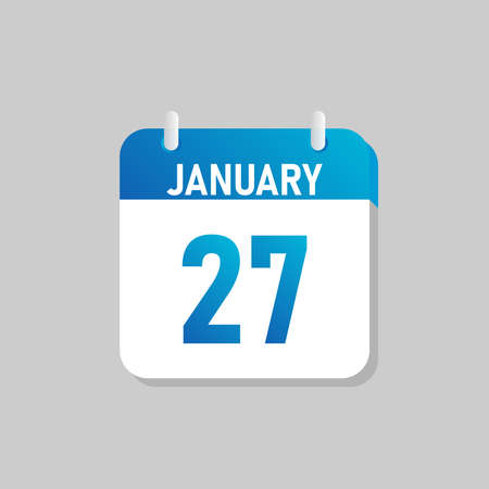 White daily calendar Icon January in a Flat Design style. Easy to edit Isolated vector Illustration.のイラスト素材