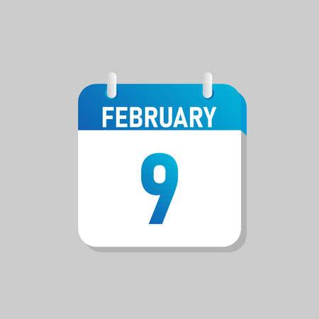 White daily calendar Icon February in a Flat Design style. Easy to edit Isolated vector Illustration.のイラスト素材